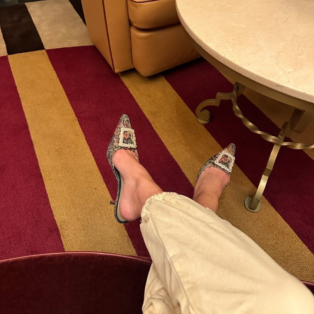 Sam Edelman Floral Mules with Pearl Accent - Picture 2 of 5